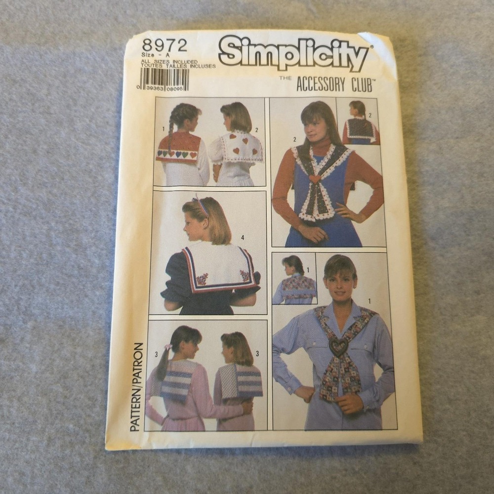 Simplicity 8972 Pattern The‎ Accessory Club Collar Covers Vintage 1980s UNCUT